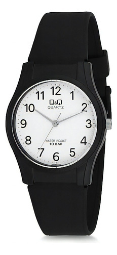 Reloj Q & Q Qqvq02j001y-1 Para Hombre Analogico Cuarzo Color de la malla Negro Color del bisel Negro Color del fondo Blanco