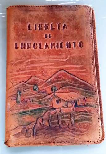 Antigua Funda Libreta De Enrolamiento Cuero Artesanal 16x10 (Usado)