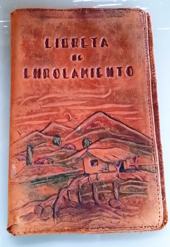 Antigua Funda Libreta De Enrolamiento Cuero Artesanal 16x10