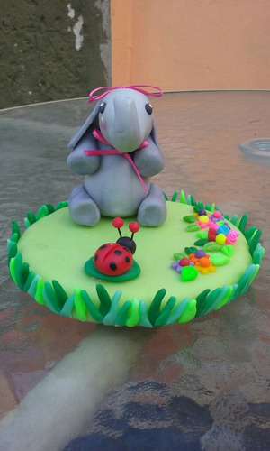 Elefantita Adorno Torta En Porcelana Fria.