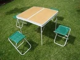 Imagen 3 de 10 de Mesa De Camping Plegable + 4 Banquetas - Valija