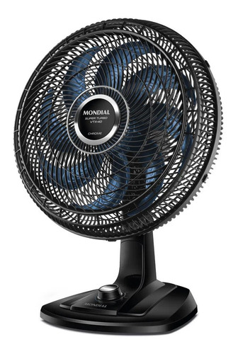 Ventilador De Mesa Turbo Vtx-40-chrome 40cm Preto Mondial Cor da estrutura Preto/Azul Cor das pás Preto/Azul 127V