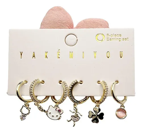 comprar T Aretes Hello Kitty Chapa De Oro Set Aretes Yakimeyou