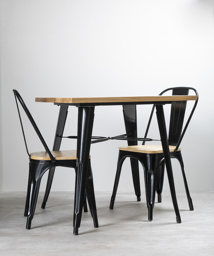 Mesa Tolix Madera Cuadrada 80x80x75cm Venhoouse