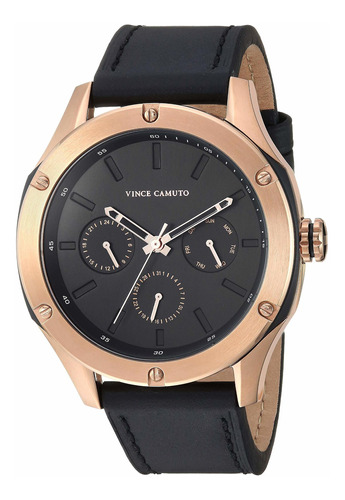 Reloj Hombre Vince Camuto Vc-1107bkrg Cuarzo Pulso Negro En 