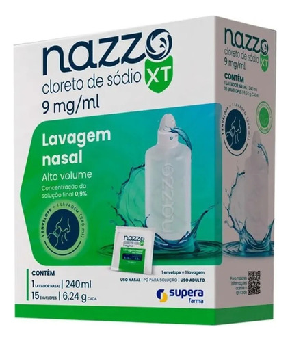 Nazzo Xt Lavagem Higiene Nasal 240ml C/ 15 Envelopes Cor Azul