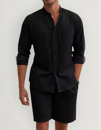 Conjunto De Camisa Y Pantalones Cortos De Algodón Y Lino Par