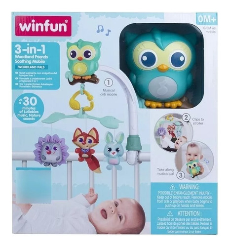 Movil Cunero 3 En 1 Para Bebe Amigos Del Bosque - Winfun 