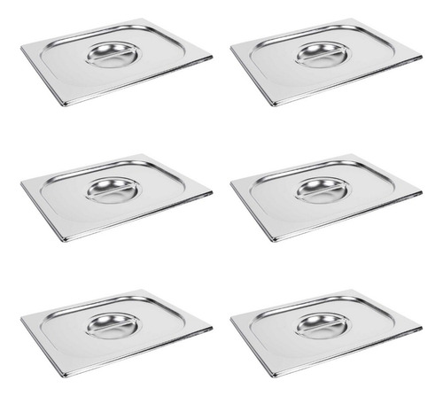 Kit 6 Tampas Para Cuba Gastronômica Gn 1/2 Aço Inox Buffet