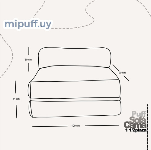 Puff Sofá Cama 1 ½ Plaza En Cuero Vegano