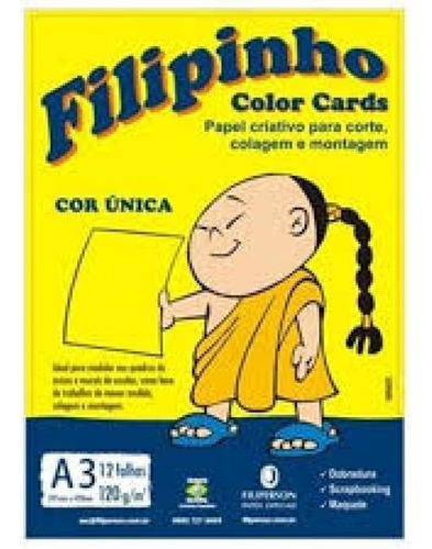 Papel A3 120gr C/12 Fls Filipinho Color Cards Amarelo