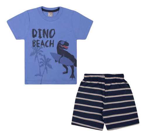 Conjunto Infantil Menino Dino Beach Azul