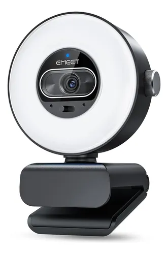 Webcam Emeet S600l 4k Com Anel De Luz Para Streaming Preto