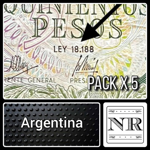 Argentina - Billetes Pesos Ley Con Leyenda - Pack 5