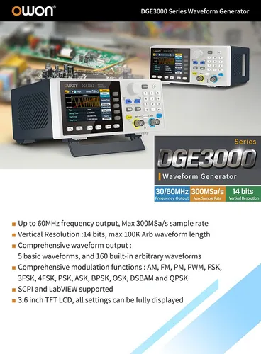 Dge3062 Generador De Funciones Owon 60 Mhz 2 Ch Modulación