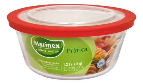 Bowls Vidrio 1200 Ml Linea Facilita Con Tapa Marinex
