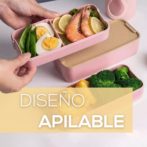 Lonchera Escolar Doble Compartimento Almuerzo Con Cubiertos Incluidos Fasilyt Color Rosa