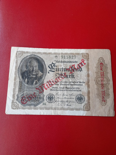 Billete Resellado 1 Millardo De Marcos Alemanes 1922