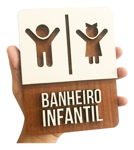 Placa Sinalização Banheiro Infantil Unissex 