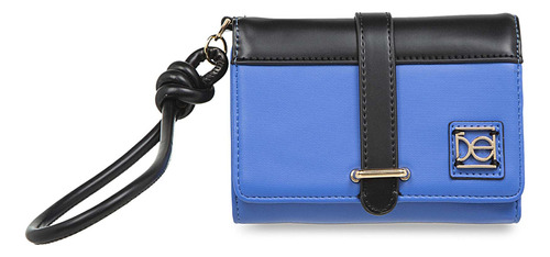 Cartera Mediana Cloe Para Mujer Flap Con Maneral Con Broche Color Azul