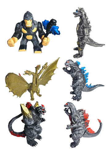 Set 6 Figuras Godzilla Vs Kong 8 Cm Alto