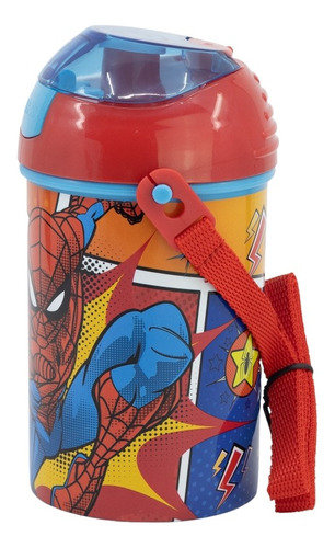 Botella Infantil Robot Pop Up 450 Ml Spiderman Hombre Araña