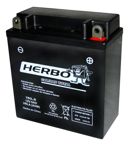 Bateria Herbo Moto Agm Gel Modelo Yb5l Libre Mantenimiento