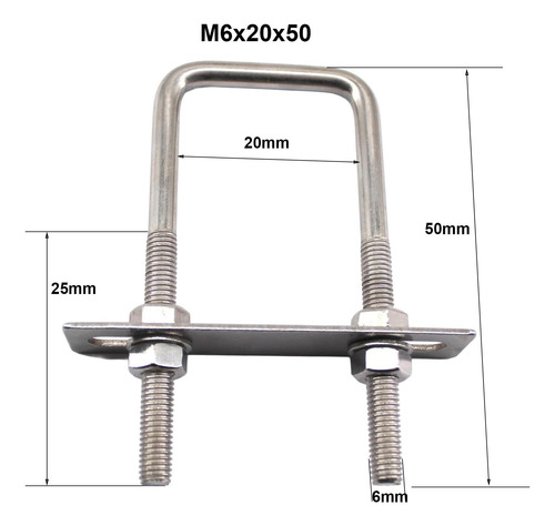 Pernos U Cycoope Square U 304 Pedrones U De Acero Inoxidable