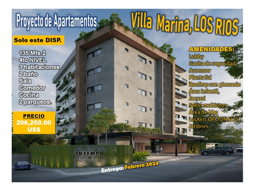 Vendo 1 Apto De  3 Habs. En  La Torre Intempo En Villa Marina, Los Rios,  Cuyo Proyecto Residencial Es De 25 Aptos Y Están Casi Listos