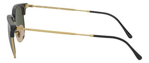 Óculos de sol pequenos Ray-ban New Clubmaster RB4403l + lente verde escura G15 Shiny Gold Rod Shiny Black Frame