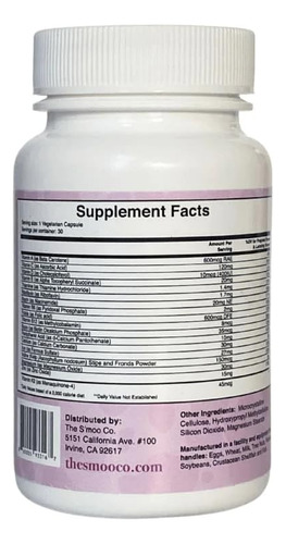 Vitaminas Prenatales S'moo Con Hierro Y Calcio, 30 Cápsulas