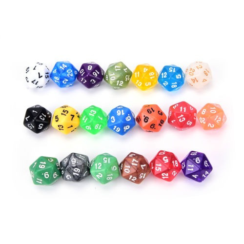 2pcs D20 Juego Dados Veinte Mueren Cara Número 1-20 Para Rpg