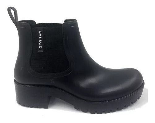 Botas De Lluvia Mujer  Goma Negro Con Elástico Base Tractorp