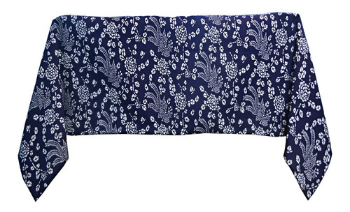 Mantel Flores Blancas Fondo Azul 250 Cm X 150 Cm