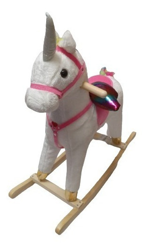 Imagen 2 de 4 de Caballo Unicornio Mecedor Sonido Base Madera Babymovil