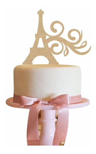 Topper Cake Para Pastel Torre Eiffel Mdf Natural Art909