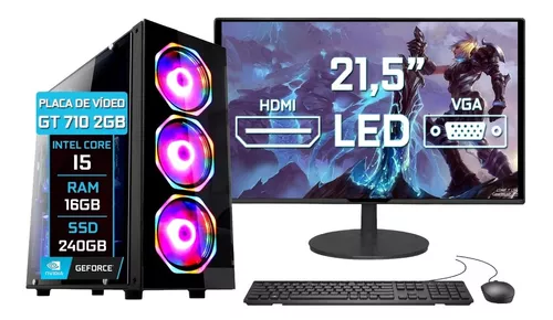 PC Gamer Completo Intel Core i5 Memoria Ram 16GB SSD 240GB Monitor