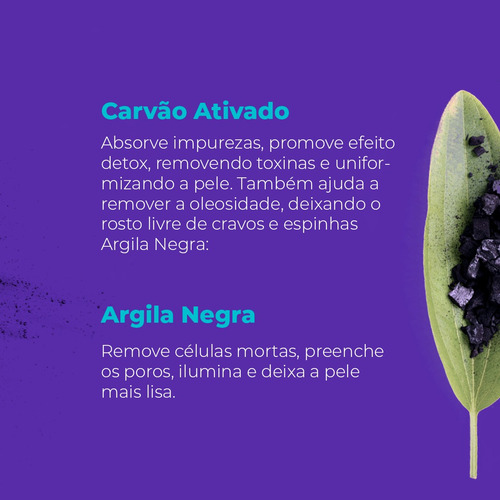 Imagem 4 de 6 de Sabonete Facial Purifica Pele Carvão Ativado Argila Negra