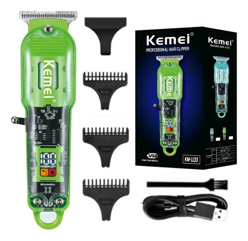 Máquina Profissional Hair Clipper Sem Fio Kemei