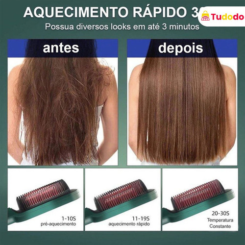 Escova Alisadora Bivolt 3 Em 1 - Alisa, Hidrata, Modela