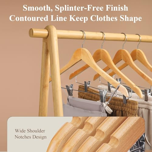 Perchas De Madera Con Clips Resistentes Ajustables - Paquete