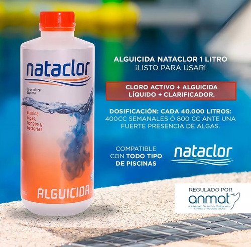 Nataclor Alguicida Líquido 1l Para Piletas