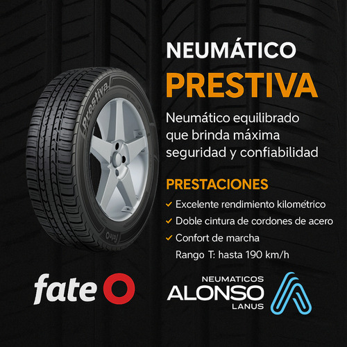 Kit 4 Neumaticos 185x70x13 86t Fate Prestiva Nuevas T