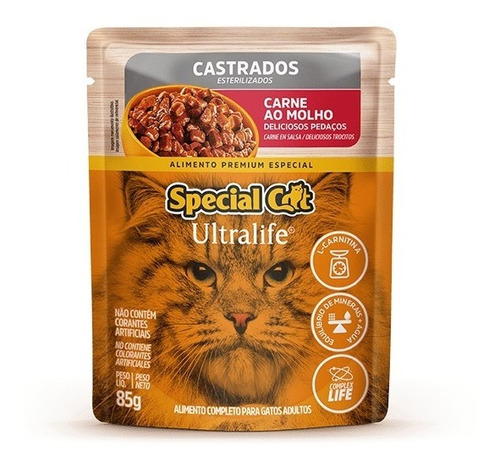 Special Cat Sachê Gatos Castrados Carne Ao Molho 85g