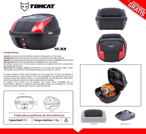 Maletero Tomcat 33lt Con Espaldar Tipo Shad Givi