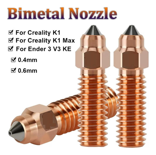 I3dp M743 Boquilla Bimetal Circonio Cromo Creality K1 0.4mm
