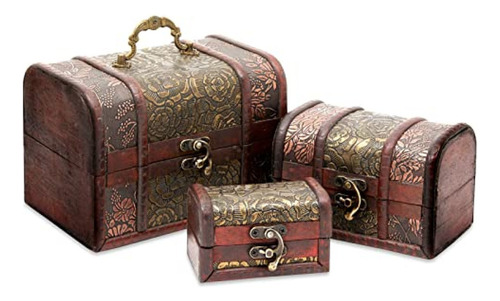 Cajas Decorativas Hogar Juego De 3 Cofres Pequeños De Madera