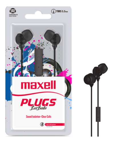 Audífonos Con Micrófono Maxell Plugs Aisla Ruido Claridad3.5