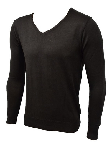 Imagen 3 de 5 de Sweater De Hilo Hombre Escote V Liso