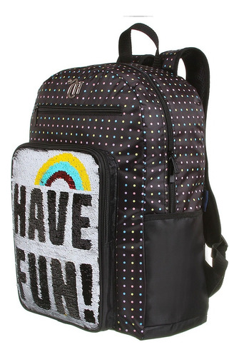 Mochila Dmw Juvenil Capricho Have Fun G Cor Preto Desenho do tecido Poliéster